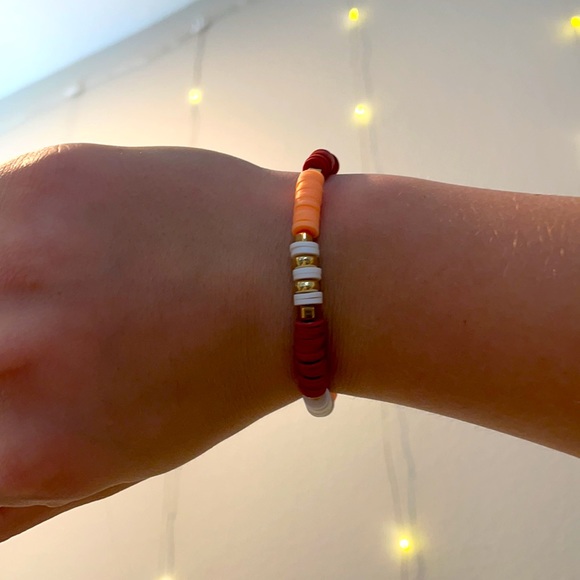 Marroon,Peach and white with square beads in between - Picture 2 of 2